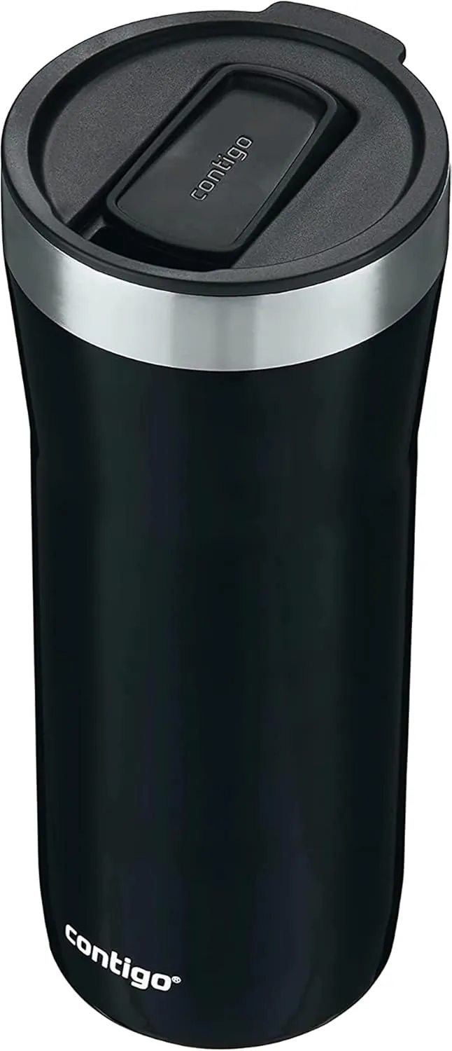 Contigo Streeterville Stainless Steel Vacuum-Insulated Tumbler with Straw and Splash-Proof Slider Lid, Keeps Drinks Hot up to 8hrs or Cold for 24hrs, Great for Travel/Work/School, 32oz Licorice