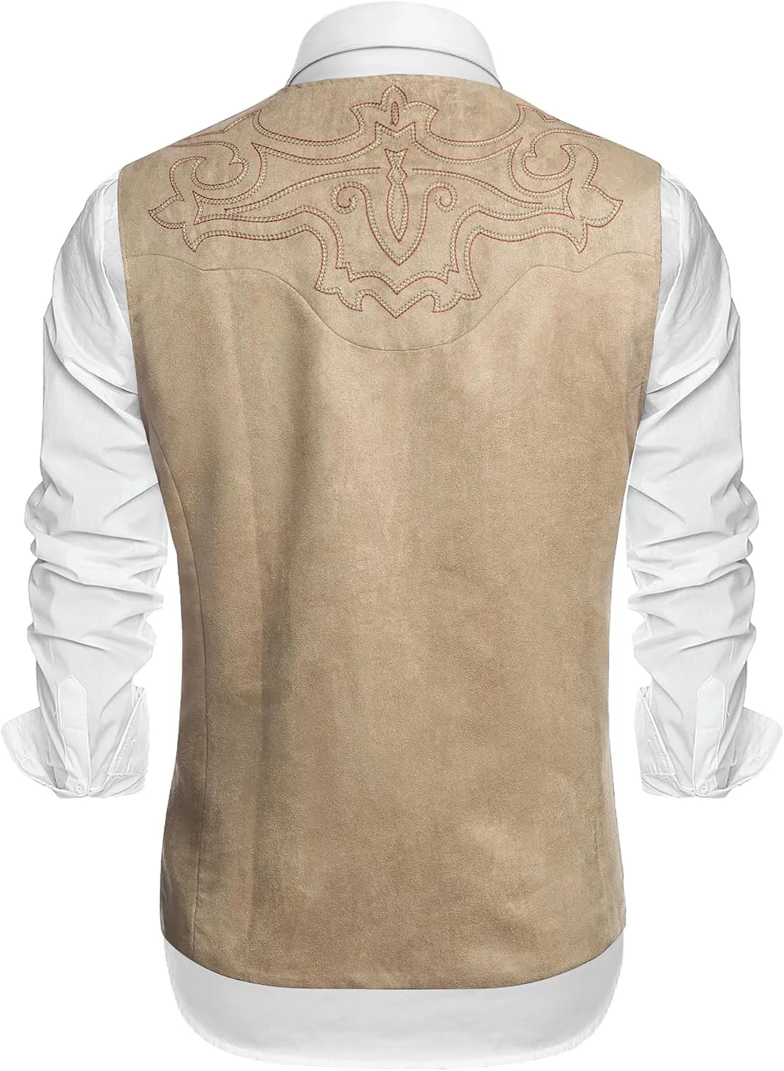 COOFANDY Men's Suede Leather Vest Cowboy Western Waistcoat Casual Slim Fit Suit Vest