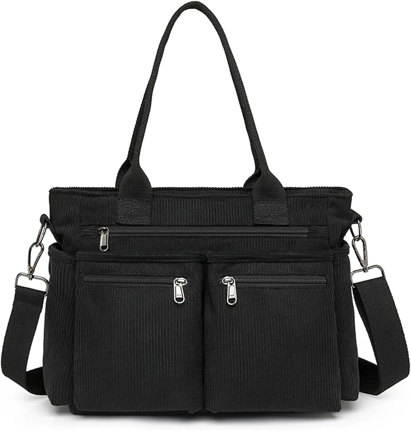 Corduroy Crossbody Tote Bag for Women Cute Shoulder Bag Large Messenger Bag Commuter School Purse Handbag Work Multi Pocket