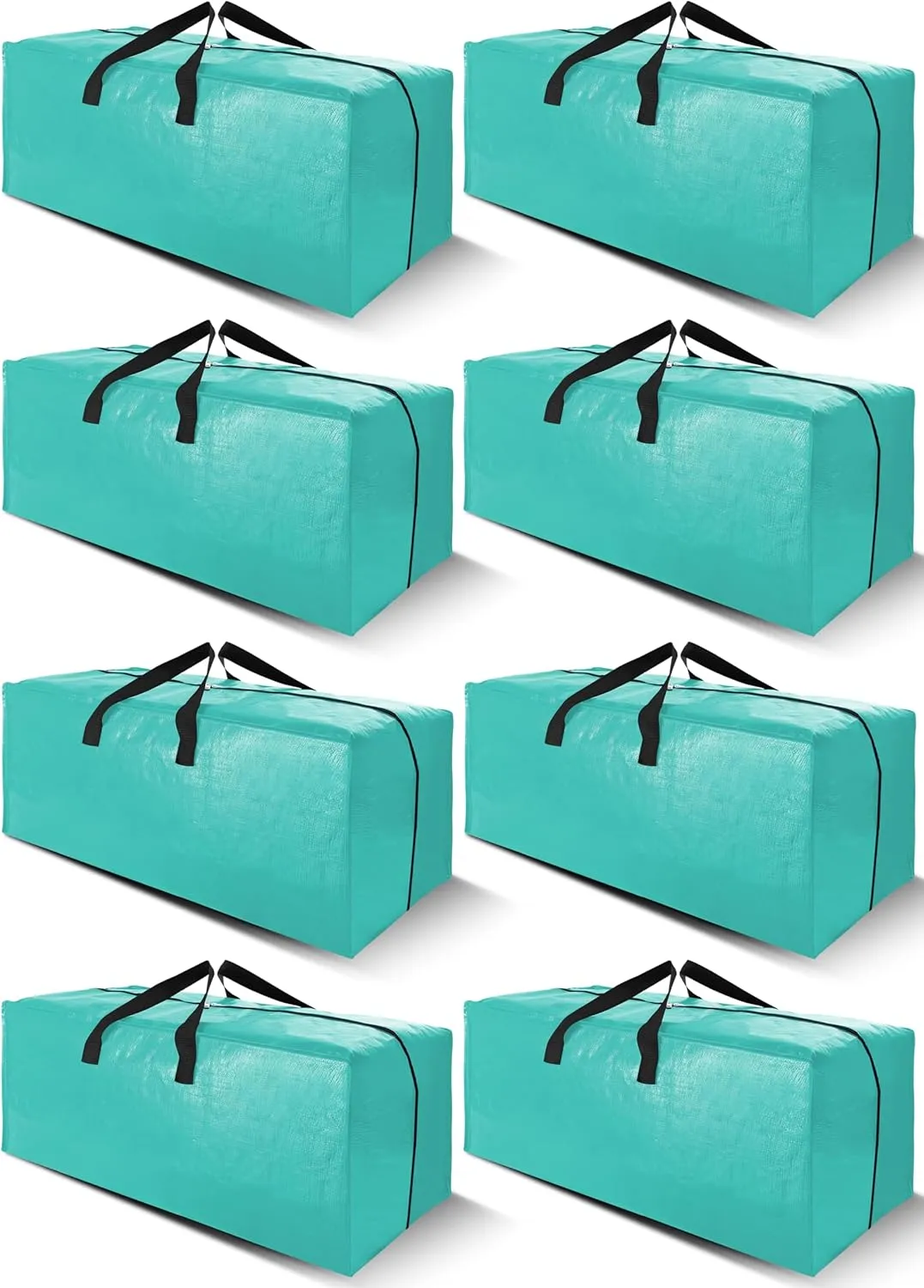 Cosy Family 8 Pack Heavy Duty Extra Large Moving Bags with Backpack Straps - Strong Handles & Zippers, Storage Totes For Space Saving, Fold Flat, Alternative to Moving Box (40 gal, Aquamarine)