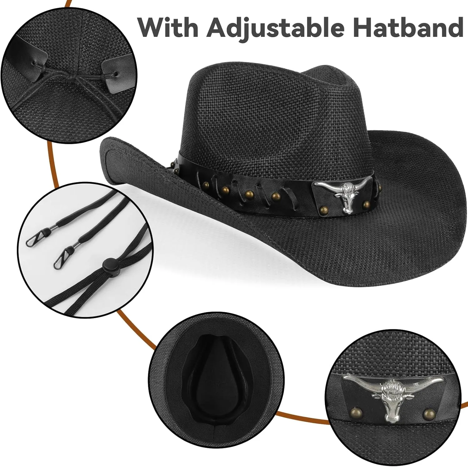 Cowboy Hat,Cowgirl Hat,Western Cowboy Hats for Women/Mens/Straw Wide with Shapeable Brim Cowboy Hat for Womens