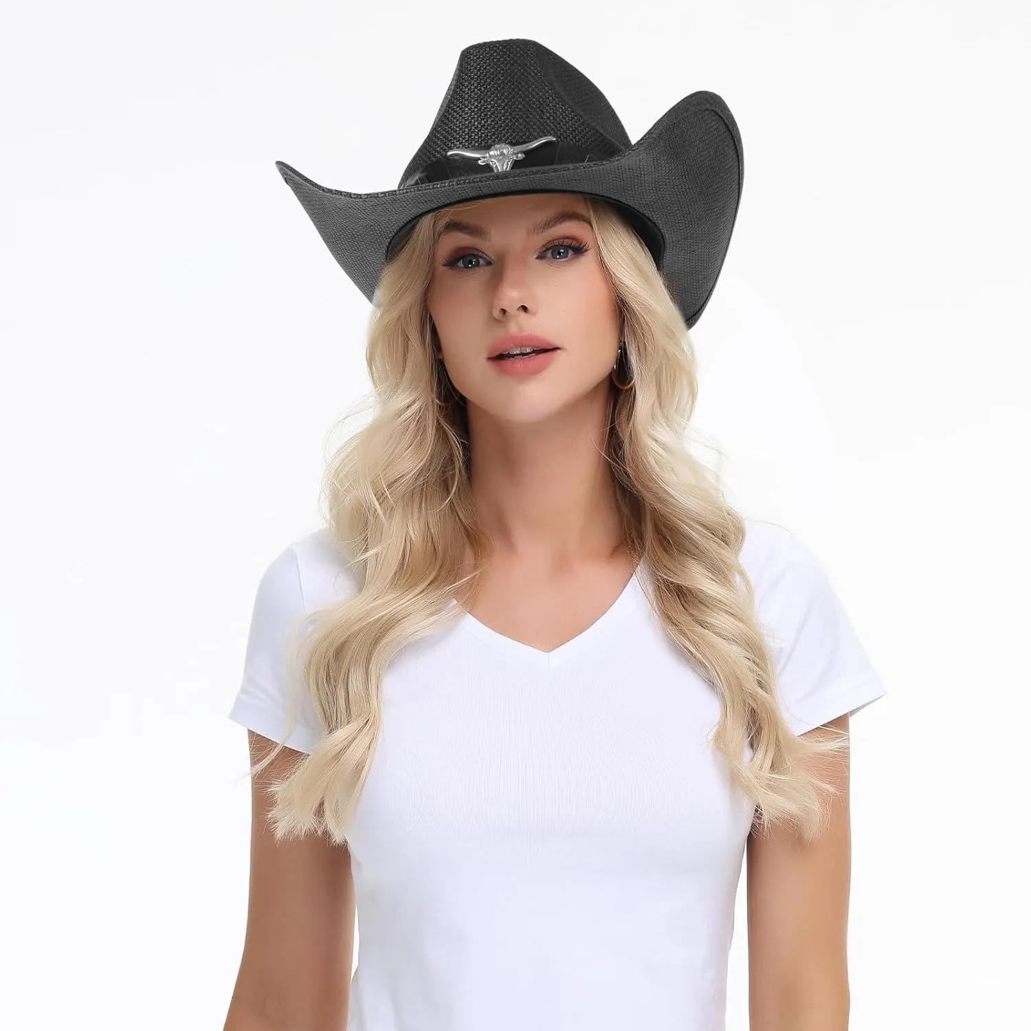 Cowboy Hat,Cowgirl Hat,Western Cowboy Hats for Women/Mens/Straw Wide with Shapeable Brim Cowboy Hat for Womens
