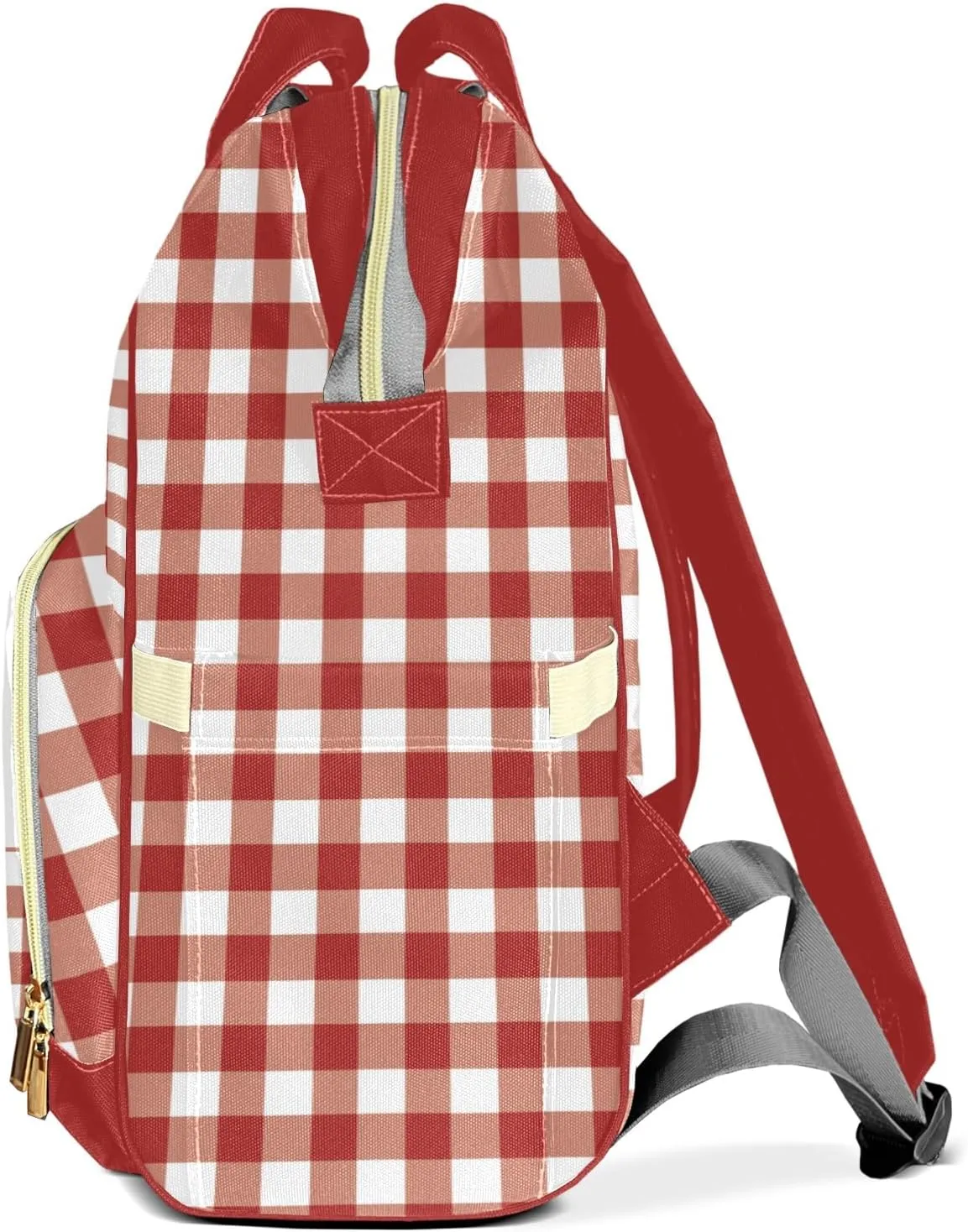 Cowgirl Rodeo Western Plaid Red Personalized Large Capacity Diaper Bags,Custom Name Backpack Casual Daypack Bag Nappy Bag Gifts, Design 10, SFA055SS