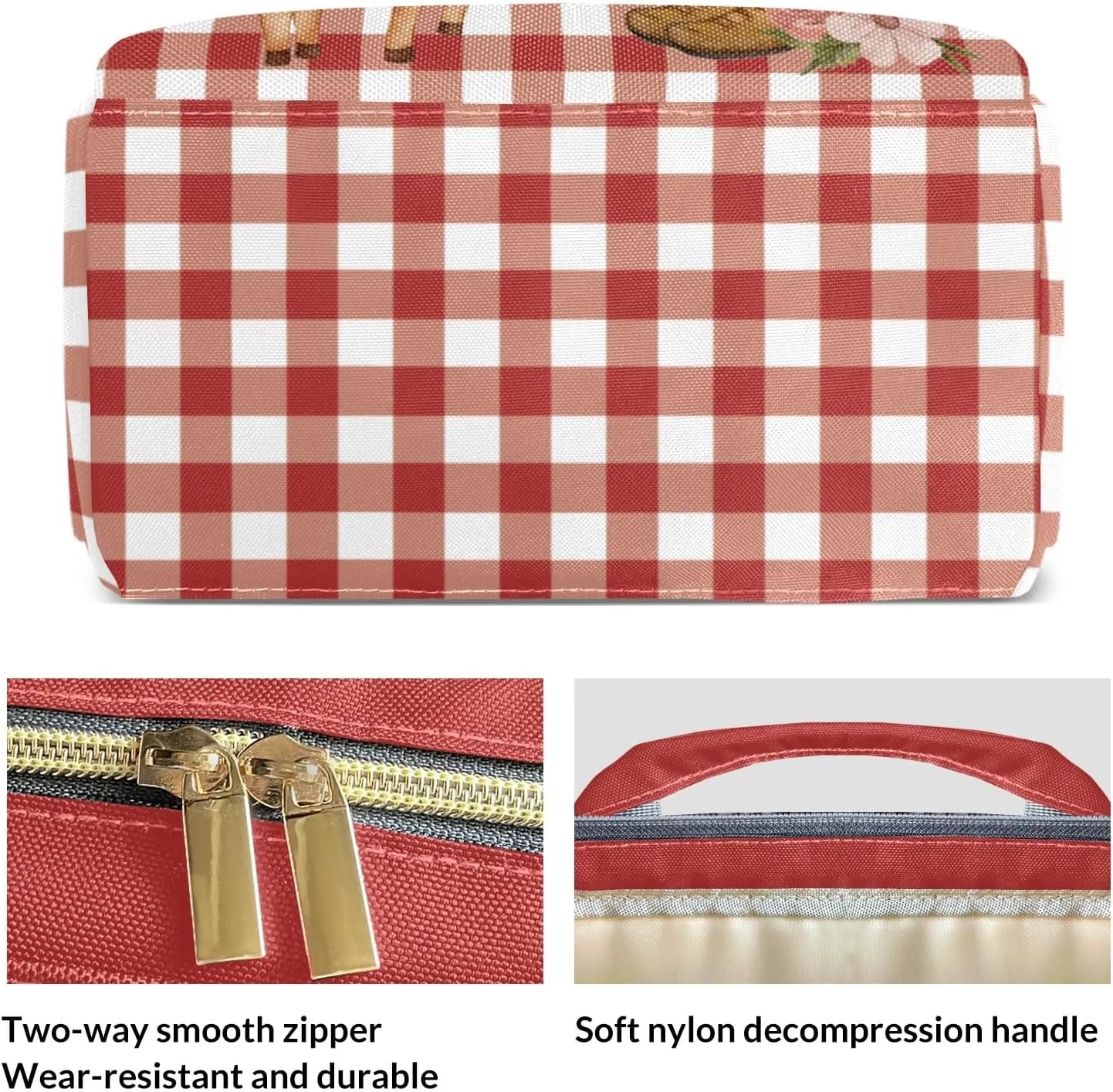 Cowgirl Rodeo Western Plaid Red Personalized Large Capacity Diaper Bags,Custom Name Backpack Casual Daypack Bag Nappy Bag Gifts, Design 10, SFA055SS