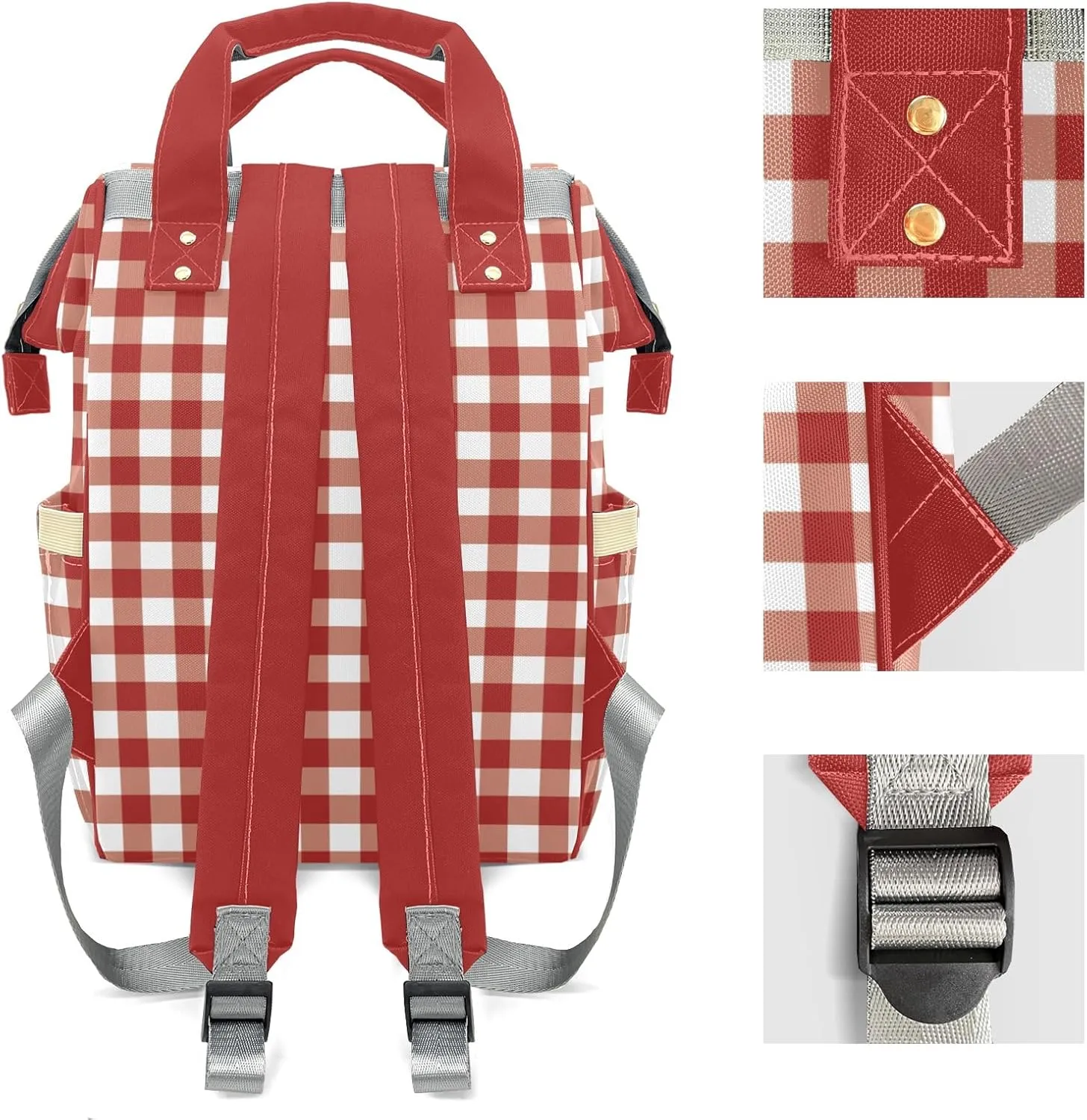 Cowgirl Rodeo Western Plaid Red Personalized Large Capacity Diaper Bags,Custom Name Backpack Casual Daypack Bag Nappy Bag Gifts, Design 10, SFA055SS