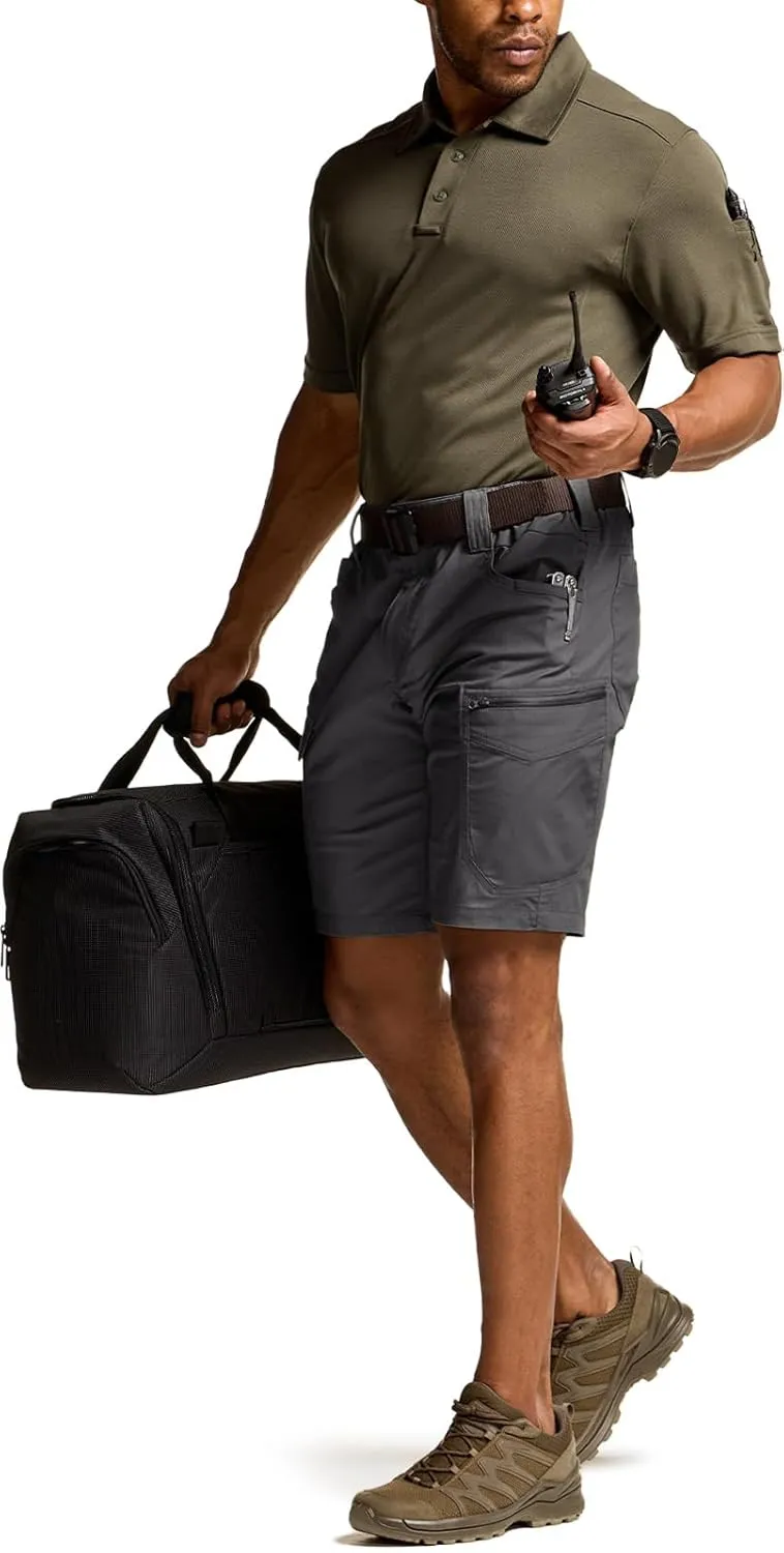 CQR Men's Flex Casual Cargo Shorts, Lightweight Water Resistant Golf Shorts, Stretch Tactical Work Shorts with Multi-Pocket