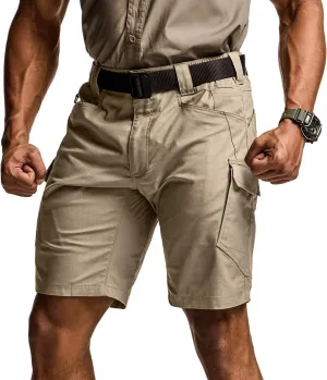 CQR Men's Flex Casual Cargo Shorts, Lightweight Water Resistant Golf Shorts, Stretch Tactical Work Shorts with Multi-Pocket