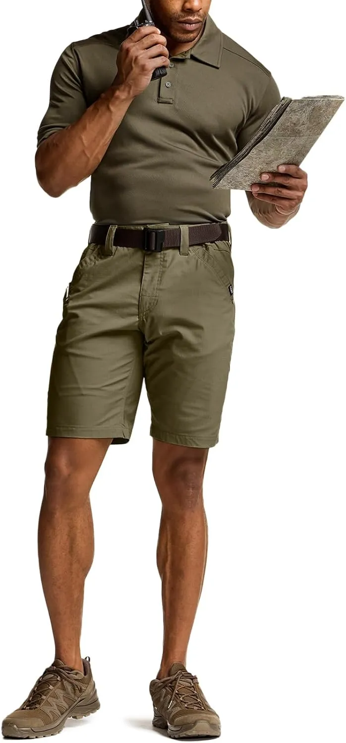 CQR Men's Flex Casual Cargo Shorts, Lightweight Water Resistant Golf Shorts, Stretch Tactical Work Shorts with Multi-Pocket