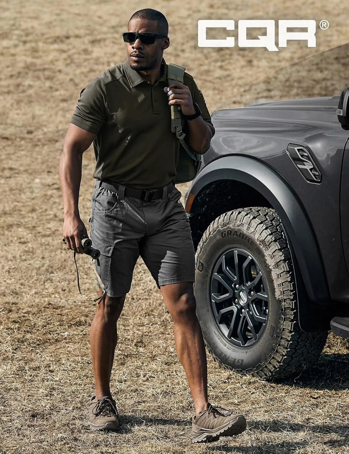 CQR Men's Flex Casual Cargo Shorts, Lightweight Water Resistant Golf Shorts, Stretch Tactical Work Shorts with Multi-Pocket