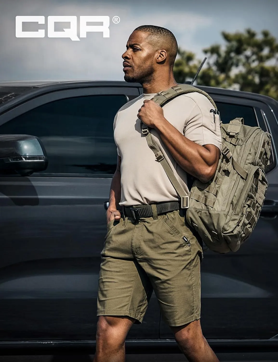 CQR Men's Flex Casual Cargo Shorts, Lightweight Water Resistant Golf Shorts, Stretch Tactical Work Shorts with Multi-Pocket