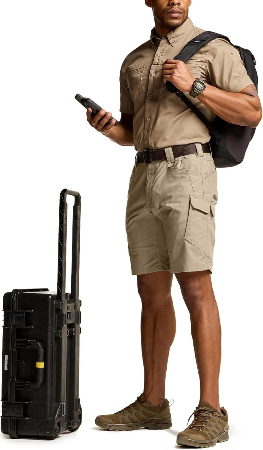 CQR Men's Flex Casual Cargo Shorts, Lightweight Water Resistant Golf Shorts, Stretch Tactical Work Shorts with Multi-Pocket