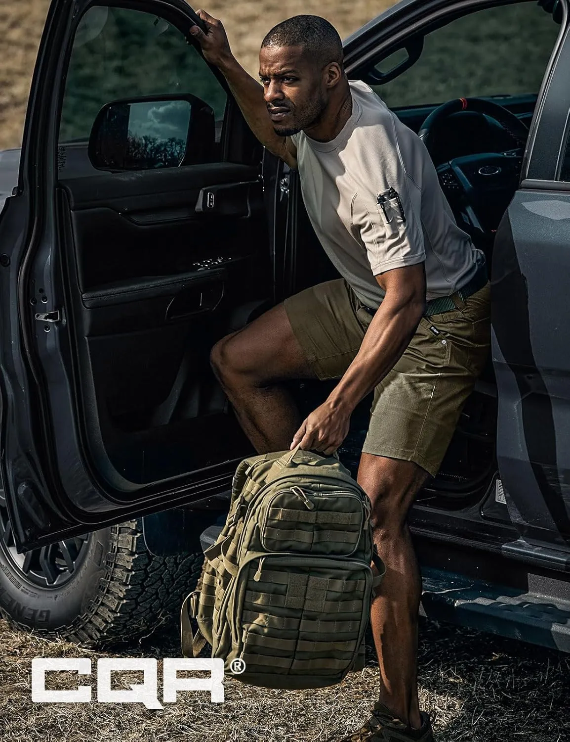 CQR Men's Flex Casual Cargo Shorts, Lightweight Water Resistant Golf Shorts, Stretch Tactical Work Shorts with Multi-Pocket