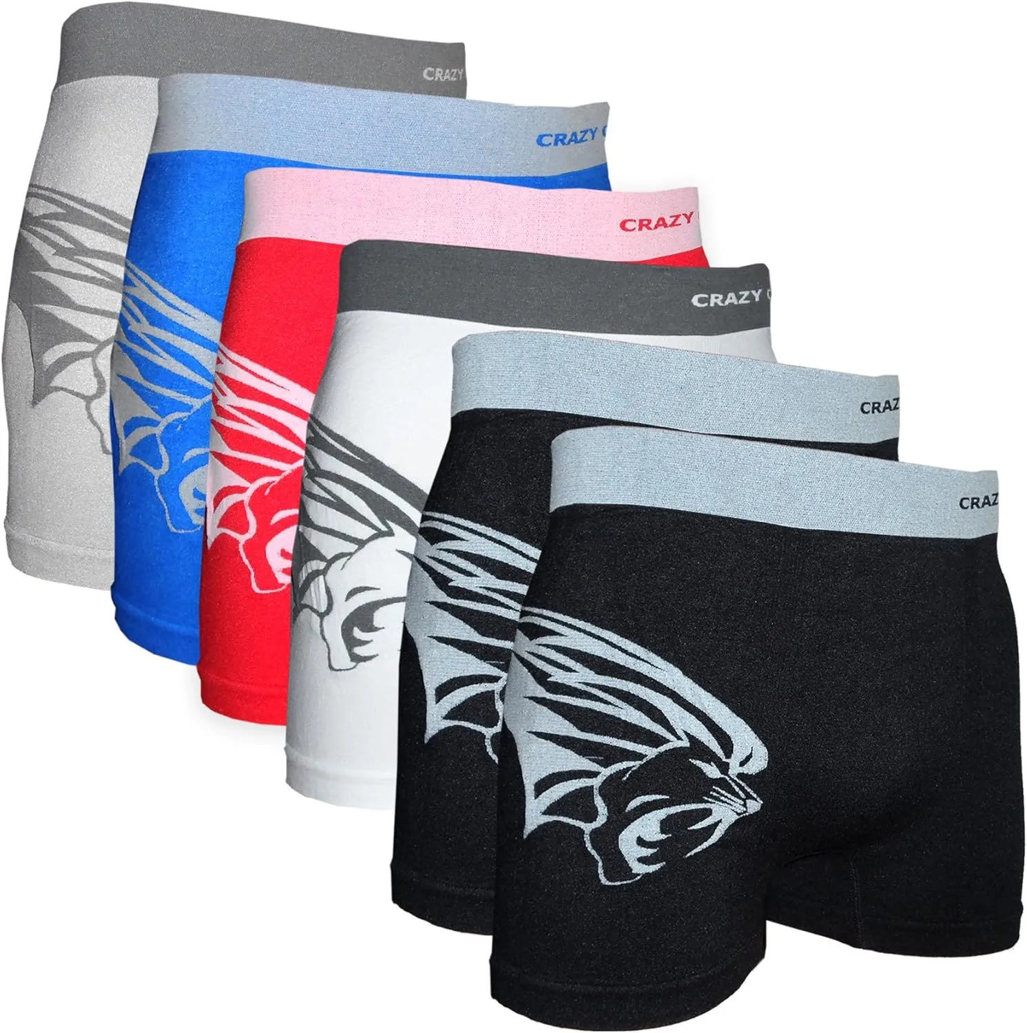 Crazy Cool Mens Comfortable Fun Nylon Seamless Short Boxer Boxer 6-Pack