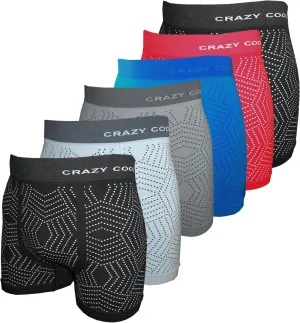 Crazy Cool Mens Comfortable Fun Nylon Seamless Short Boxer Boxer 6-Pack