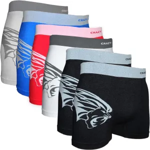 Crazy Cool Mens Comfortable Fun Nylon Seamless Short Boxer Boxer 6-Pack