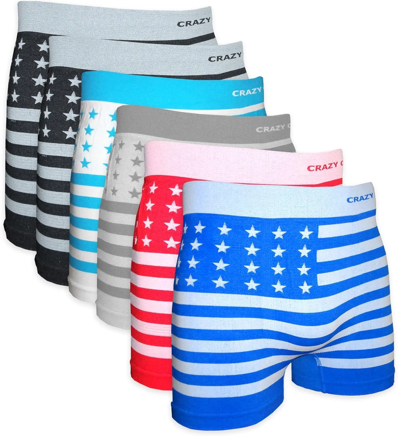 Crazy Cool Mens Comfortable Fun Nylon Seamless Short Boxer Boxer 6-Pack