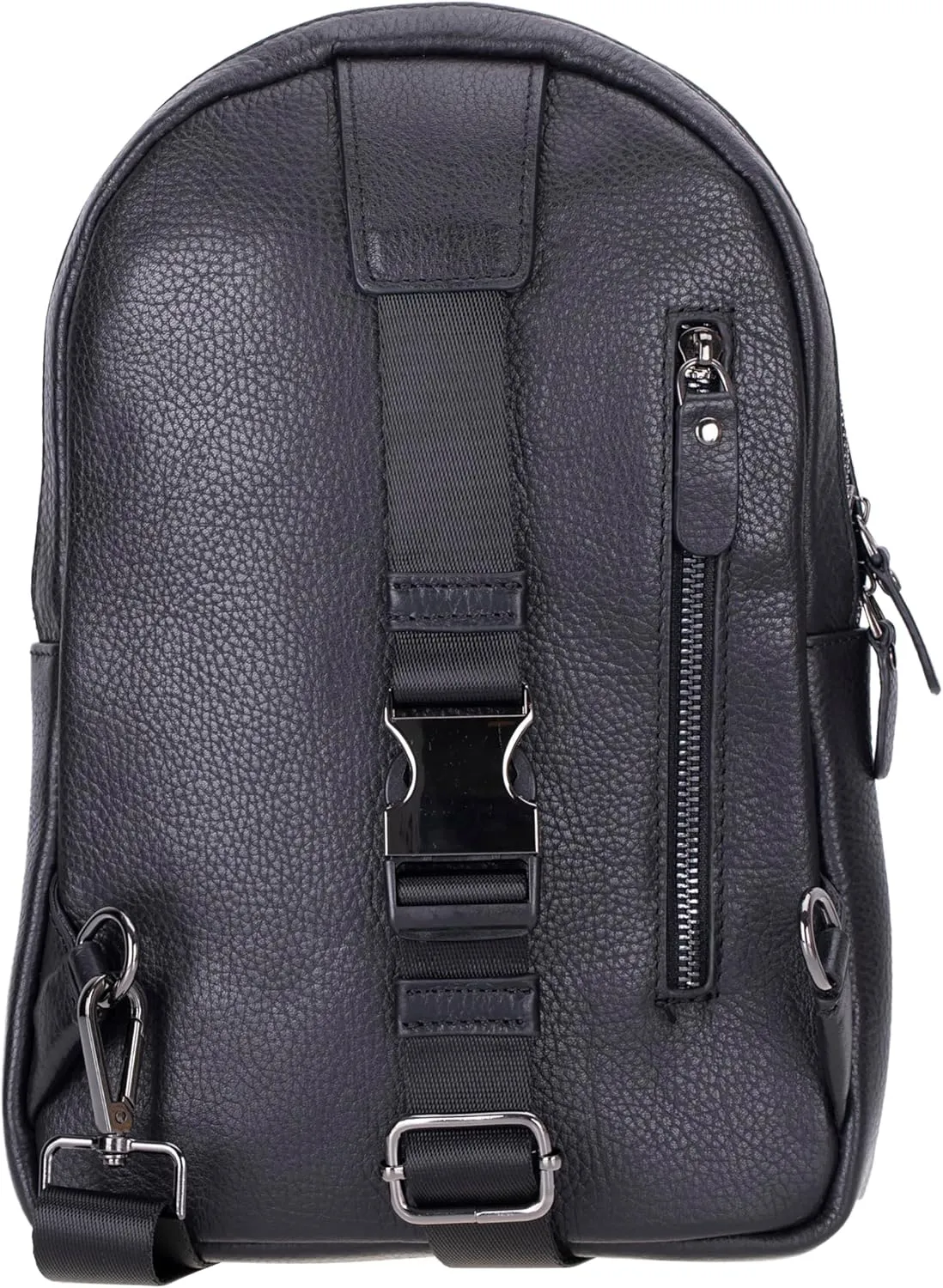 Crossbody Bag for Women, Adjustable Strap - Stylish Genuine Leather Front & Back Purse, Elegant Travel Bag (Pebble Black)