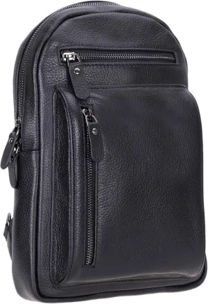 Crossbody Bag for Women, Adjustable Strap - Stylish Genuine Leather Front & Back Purse, Elegant Travel Bag (Pebble Black)