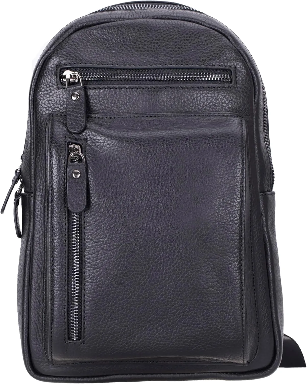 Crossbody Bag for Women, Adjustable Strap - Stylish Genuine Leather Front & Back Purse, Elegant Travel Bag (Pebble Black)