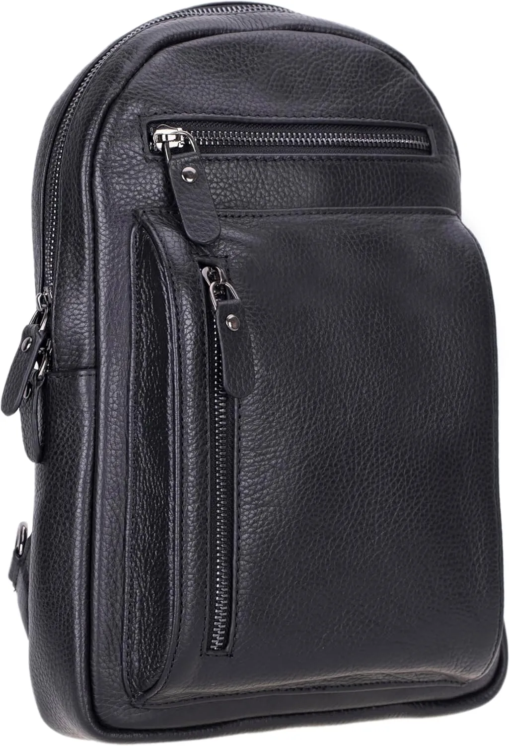 Crossbody Bag for Women, Adjustable Strap - Stylish Genuine Leather Front & Back Purse, Elegant Travel Bag (Pebble Black)