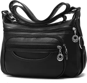 Crossbody Bag for Women Multi Pocket PU Leather Shoulder Handbag Large Capacity Lightweight Purse for Daily Use