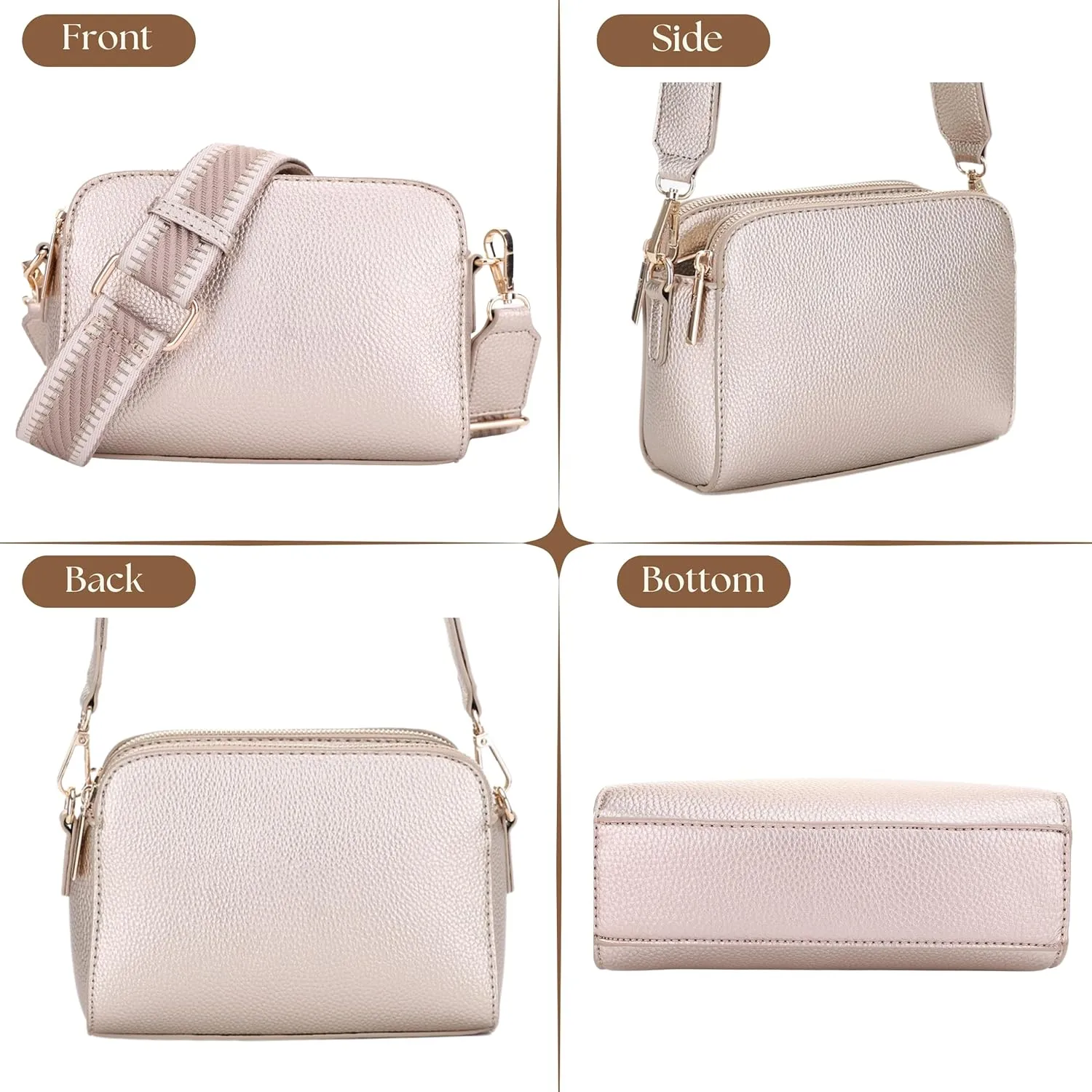 Crossbody Bag for Women Shoulder Bag for Women with Web Strap Camera Bag Handbag for Travel, Work