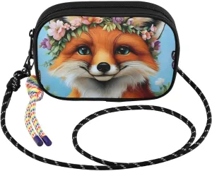 Crossbody Bag Fox Butterfly Garland for Women Cell Phone Purses Women's Small Shoulder Handbags Wallet Purse with Strap