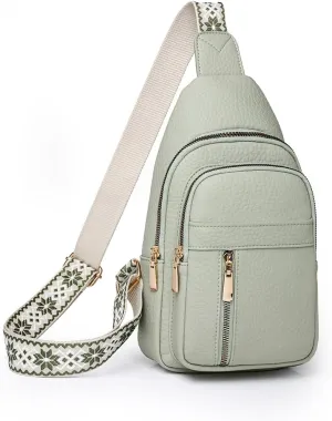 Crossbody Bags for Women, Leather Sling Bag for Women Fanny Pack Chest Bag Strap, Waist Packs Bag for Travel