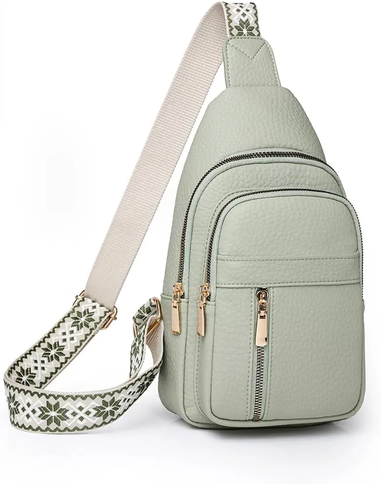 Crossbody Bags for Women, Leather Sling Bag for Women Fanny Pack Chest Bag Strap, Waist Packs Bag for Travel