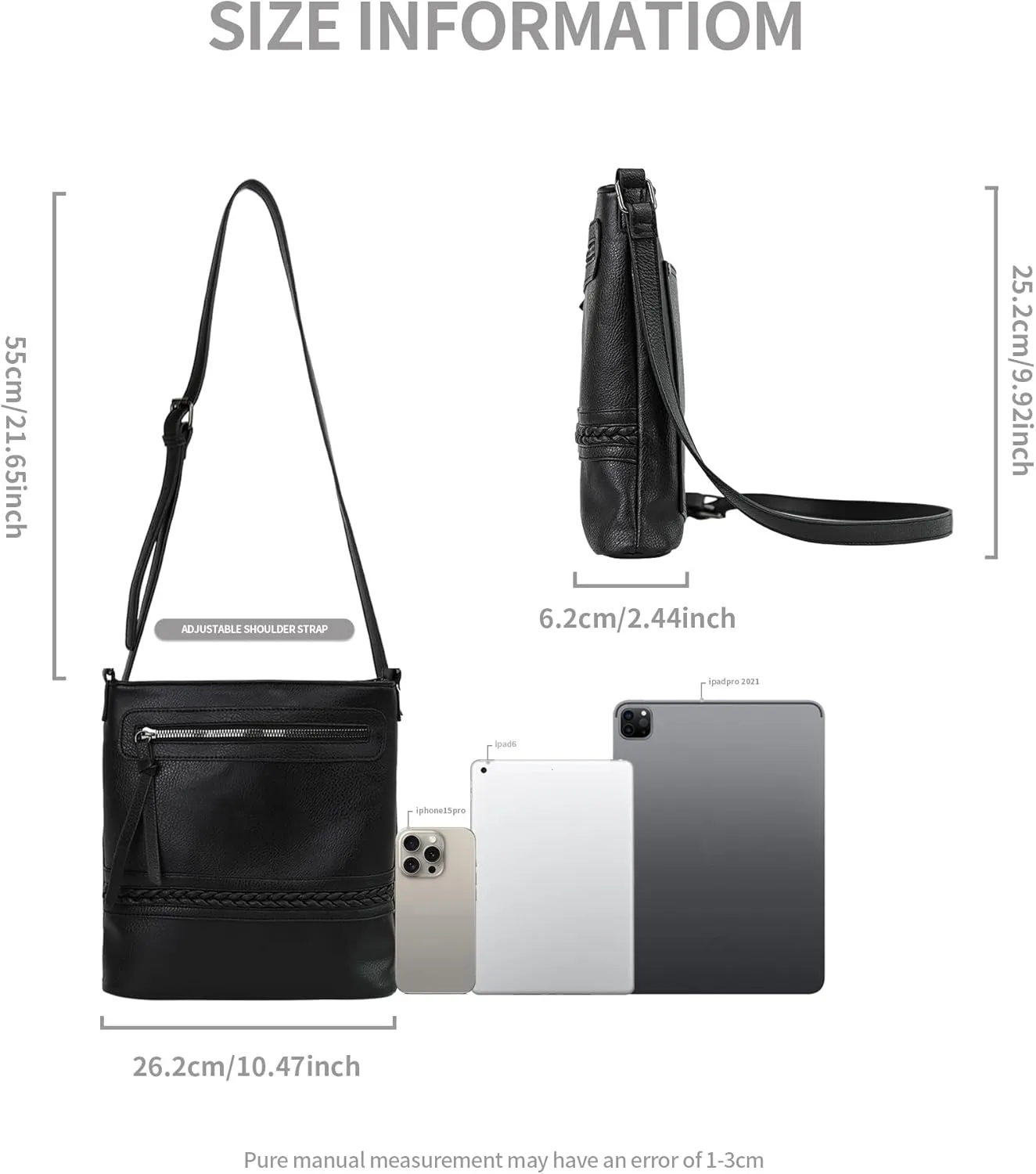 Crossbody Bags for Women, Multi Pocket Adjustable Strap Shoulder Bag, Western Hand Woven Leather Satchel Purse
