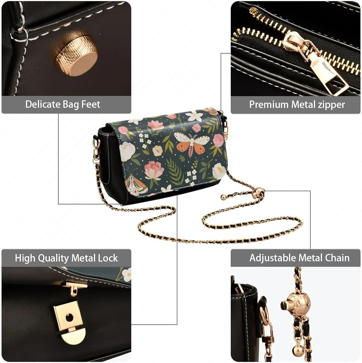 Crossbody Bags for Women Trendy Women's Black Shoulder Bag Small PU Leather Flap Cross Body Bag Handbags