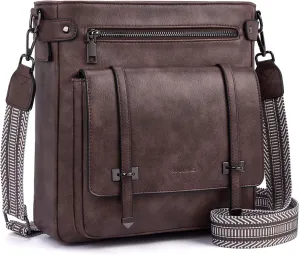 Crossbody Bags for Women,Multi Pocket Crossbody Purses Vegan Leather Shoulder Handbags Travel Purse Adjustable Strap
