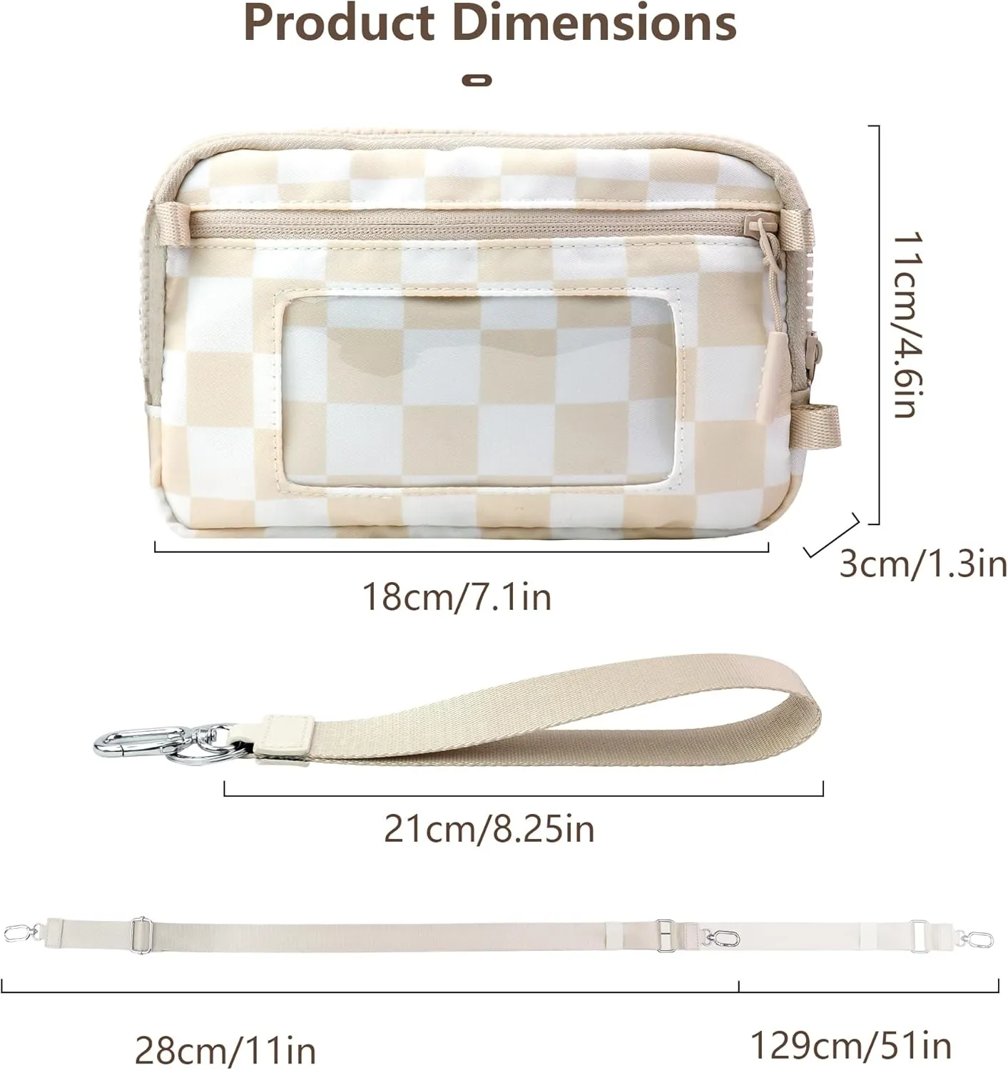 Crossbody Key Bag with ID Window, RFID Blocking Nylon Small cellphone Wallet, Transparent Slot for Easy Access