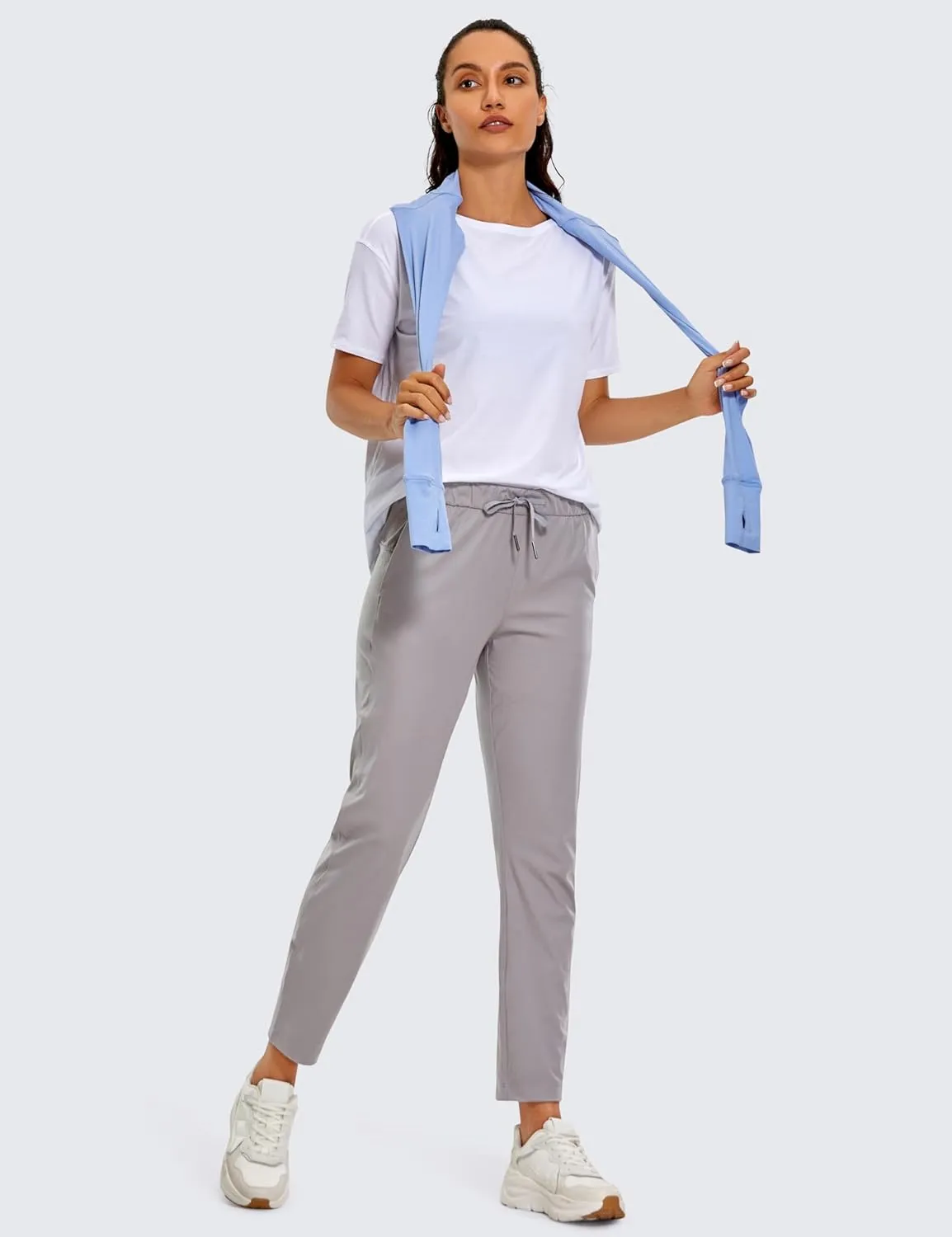 CRZ YOGA Womens 4-Way Stretch 7/8 Ankle Golf Pants Work Sweatpants Dress Yoga Travel Casual Lounge Workout Trousers Pockets