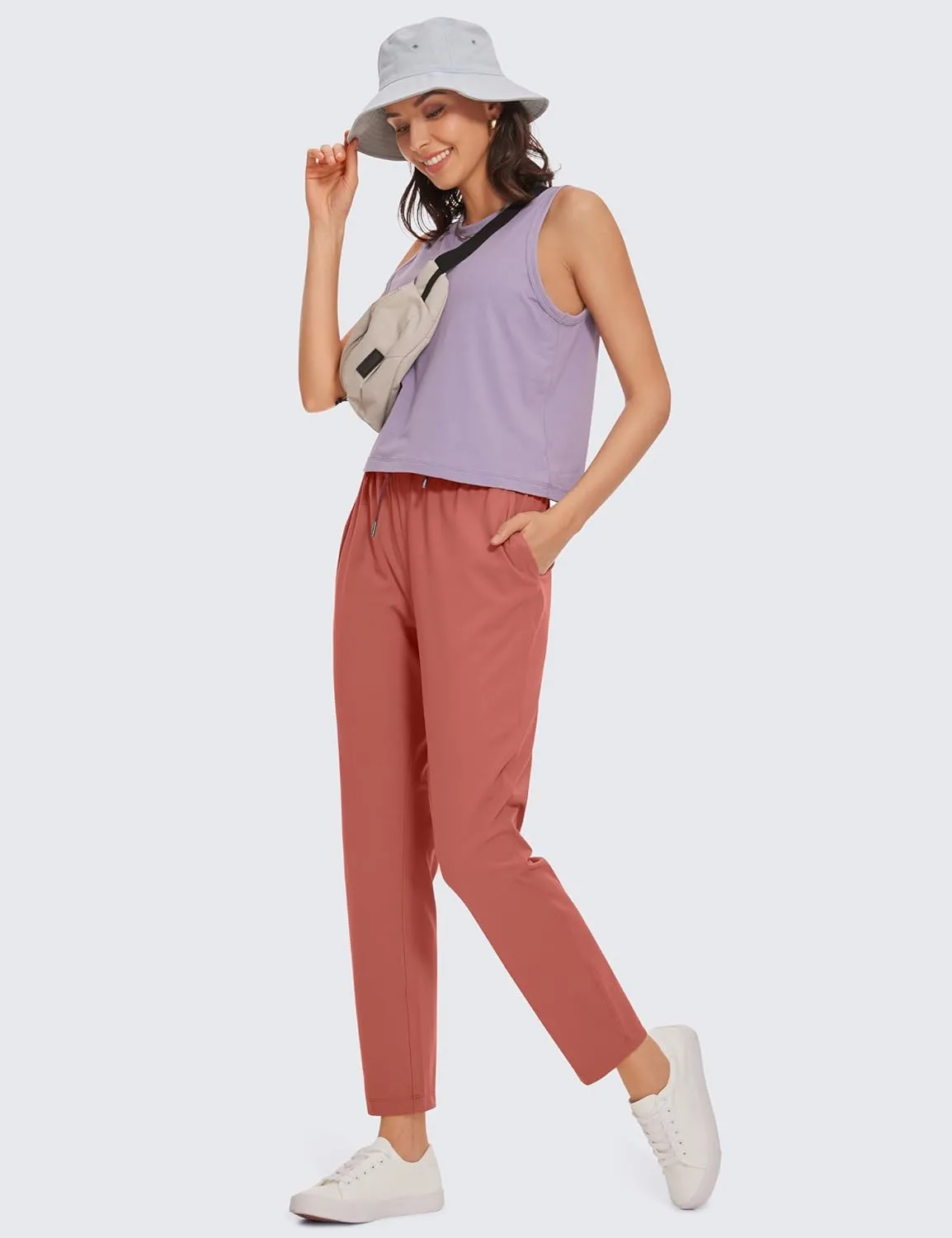 CRZ YOGA Womens 4-Way Stretch 7/8 Ankle Golf Pants Work Sweatpants Dress Yoga Travel Casual Lounge Workout Trousers Pockets