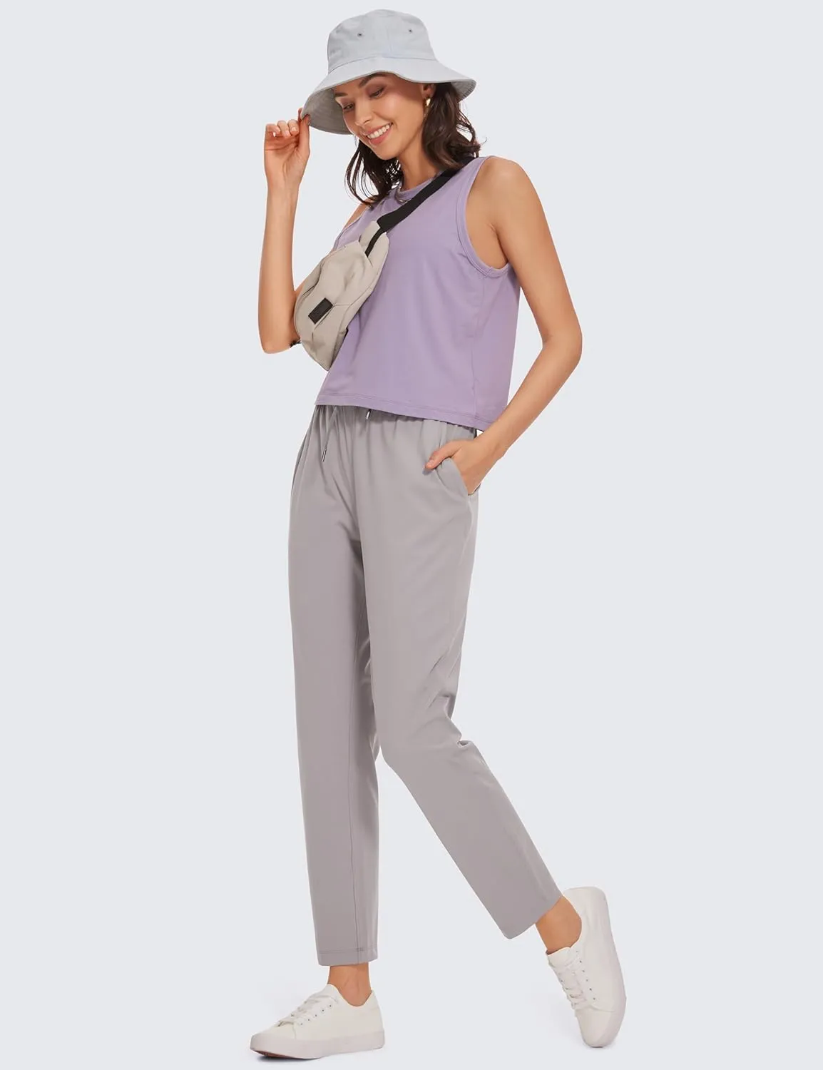 CRZ YOGA Womens 4-Way Stretch 7/8 Ankle Golf Pants Work Sweatpants Dress Yoga Travel Casual Lounge Workout Trousers Pockets