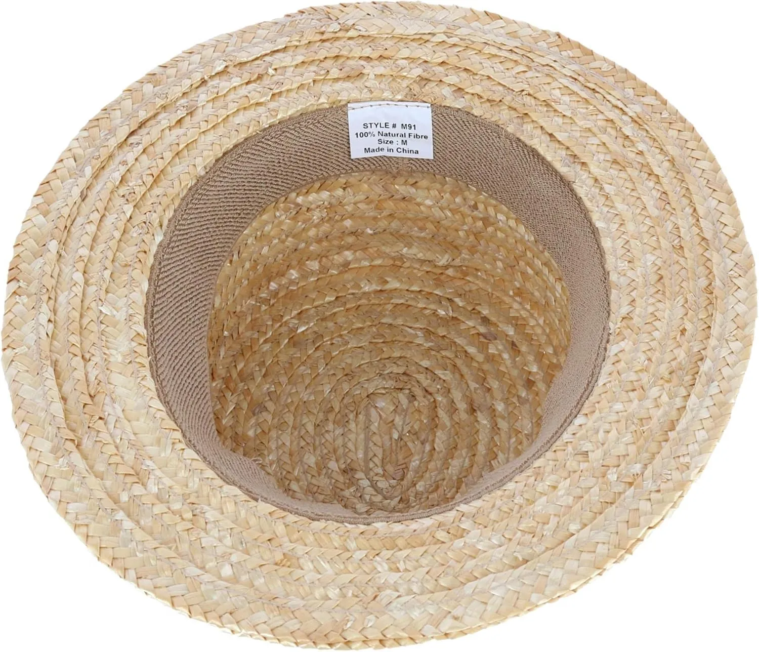 CTM Straw 2 Inch Brim Boater Hat with Navy Band and Elastic Sweatband