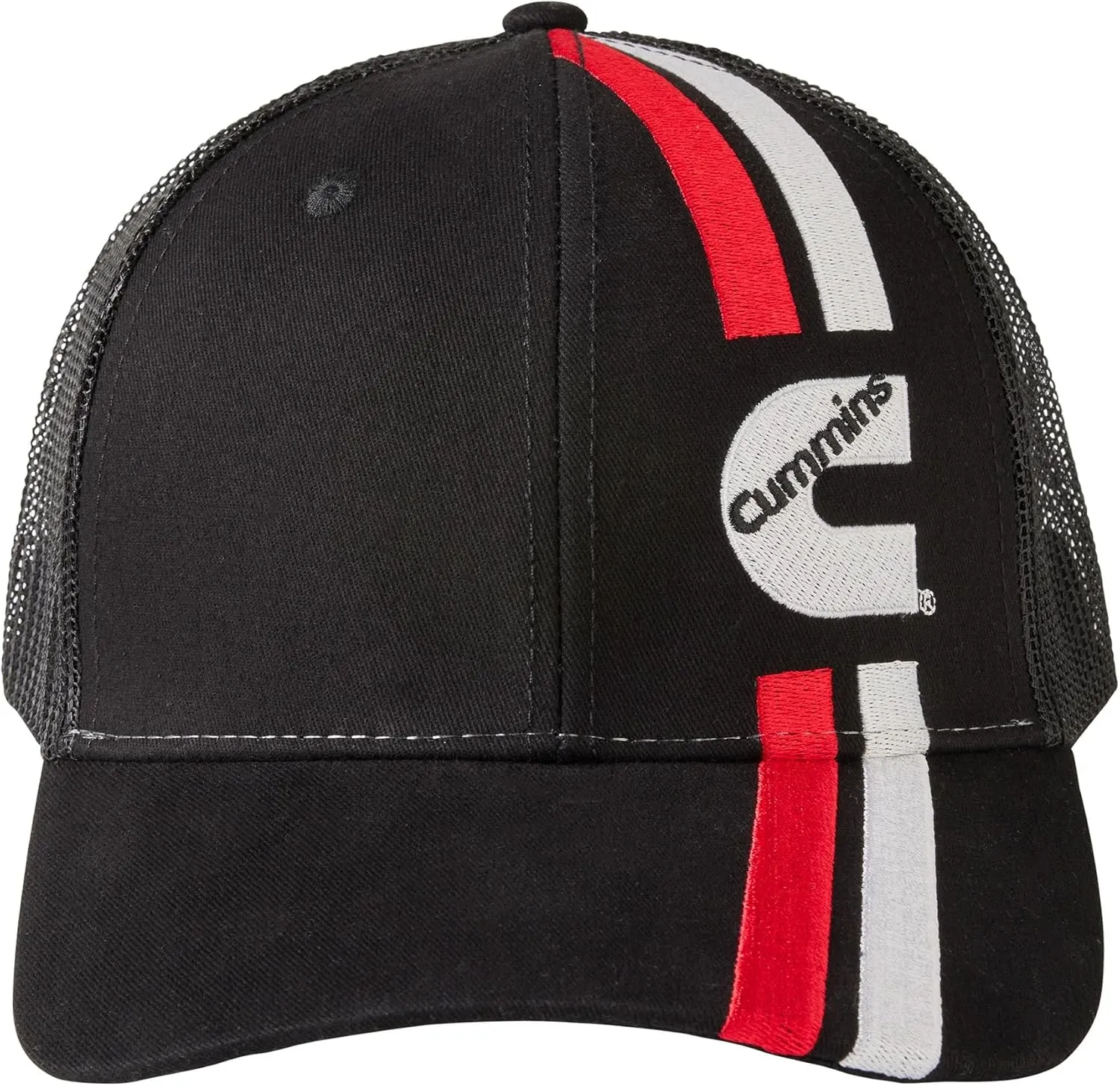 Cummins Diesel Engines Black Racing Style Stripes Snapback Mesh Hat/Cap