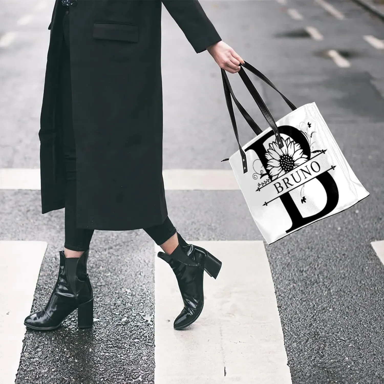 Custom A Tote Bag Women Shoulder Handbags PU Leather for Travel Work