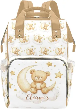 Custom Diaper Bag for Boys Girls, Personalized Name Diaper Backpack for Mom Mommy, Baby Nursing Bags, Customized Cute Bear Nappy Bag with Name, Women Travel Backpack for Mother