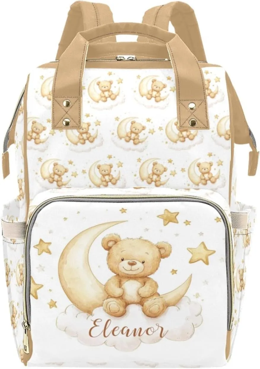 Custom Diaper Bag for Boys Girls, Personalized Name Diaper Backpack for Mom Mommy, Baby Nursing Bags, Customized Cute Bear Nappy Bag with Name, Women Travel Backpack for Mother