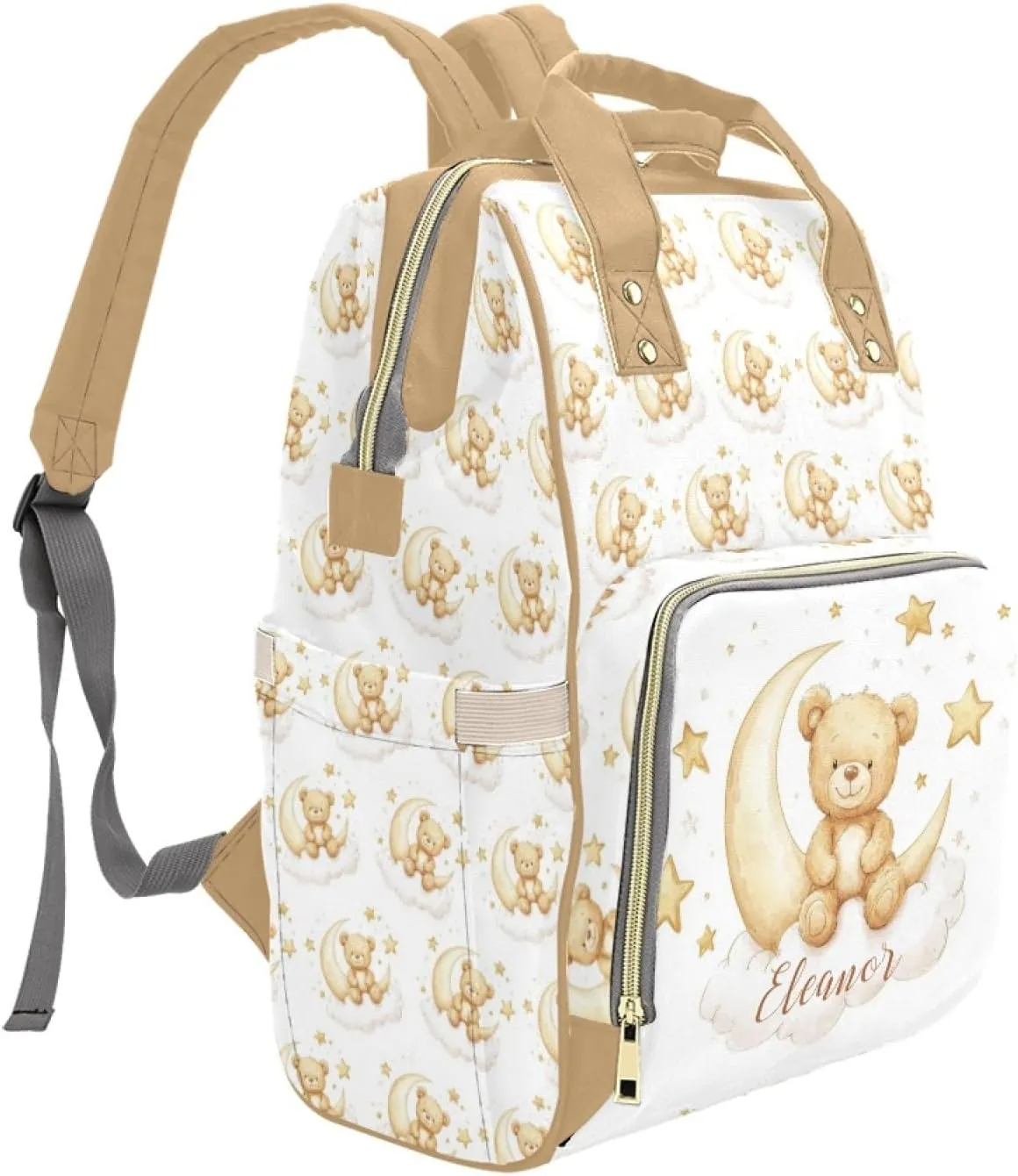 Custom Diaper Bag for Boys Girls, Personalized Name Diaper Backpack for Mom Mommy, Baby Nursing Bags, Customized Cute Bear Nappy Bag with Name, Women Travel Backpack for Mother