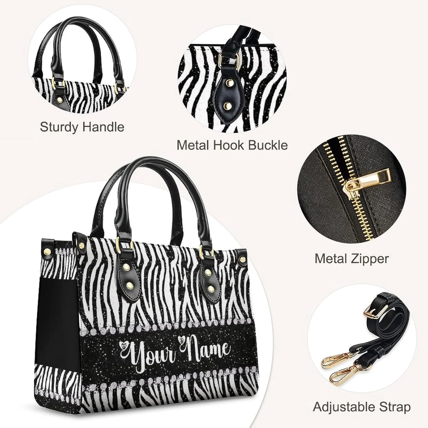 Custom Handbag for Women - Leather Tote Bag with Name, Photo for Mom, Teacher - Fashion Gifts for Birthday, Wedding