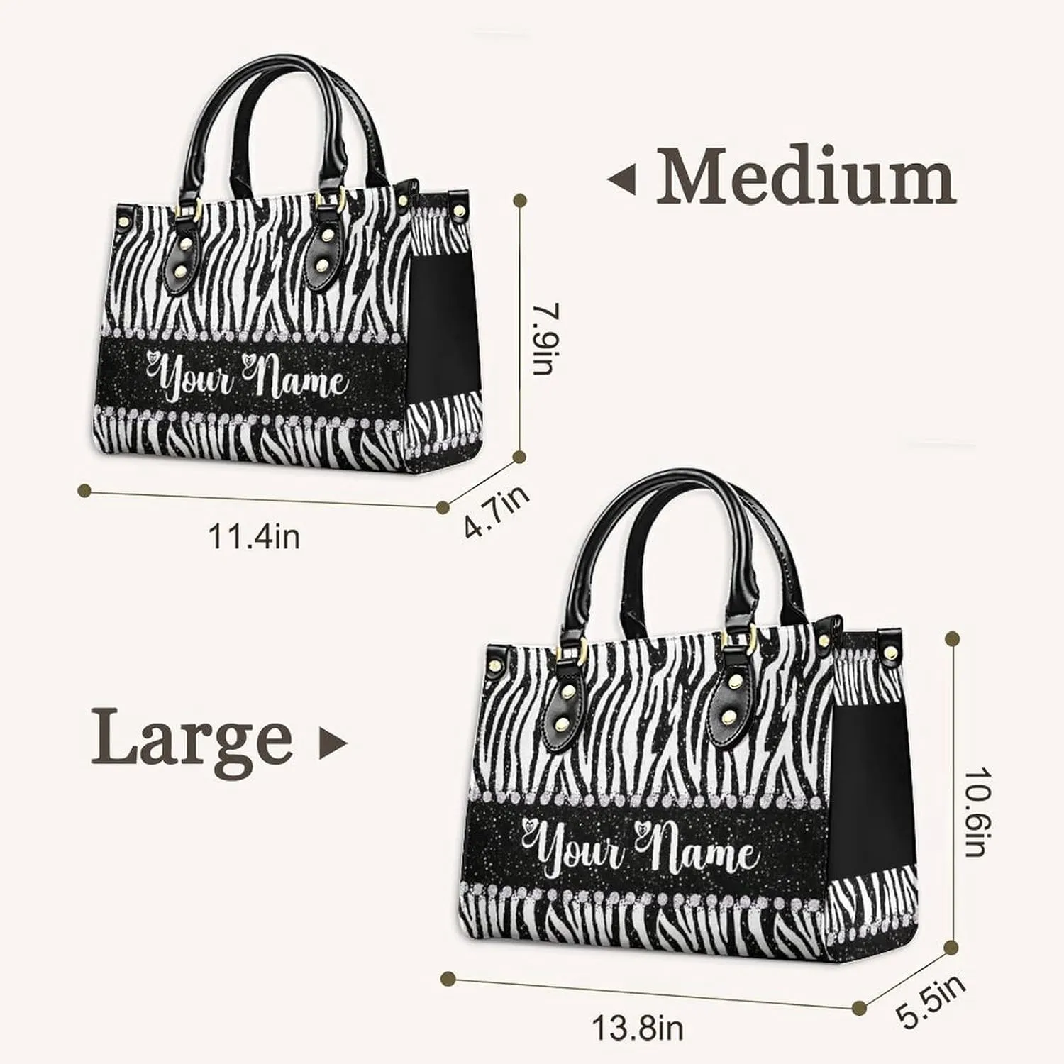Custom Handbag for Women - Leather Tote Bag with Name, Photo for Mom, Teacher - Fashion Gifts for Birthday, Wedding