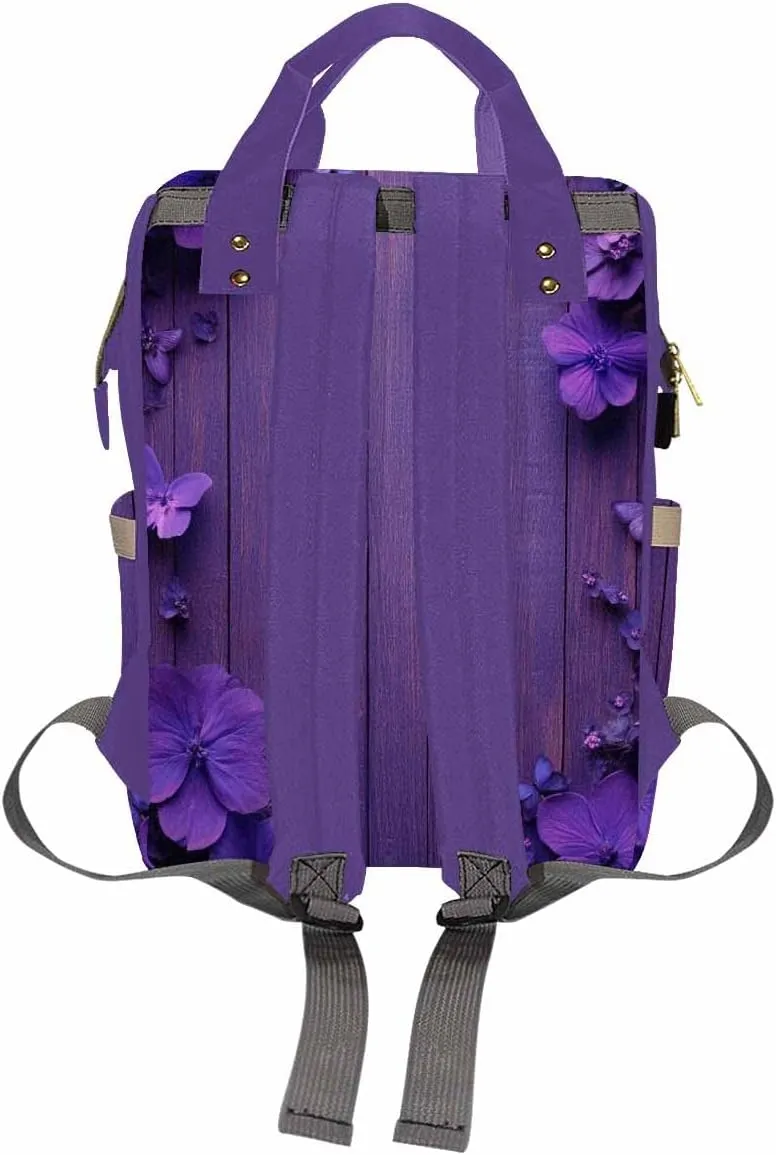 Custom Made Diaper Bags for Men Women, Customized Lovely Girl Purple Diaper Bags Personalized Mommy Nursing Shoulder Casual Daypack forWomen