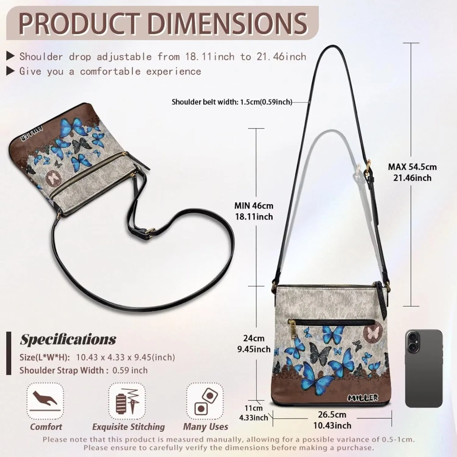 Customized Crossbody Bag for Women Leather Crossbody Purse Handbag Shoulder Bag for Shopping Dating