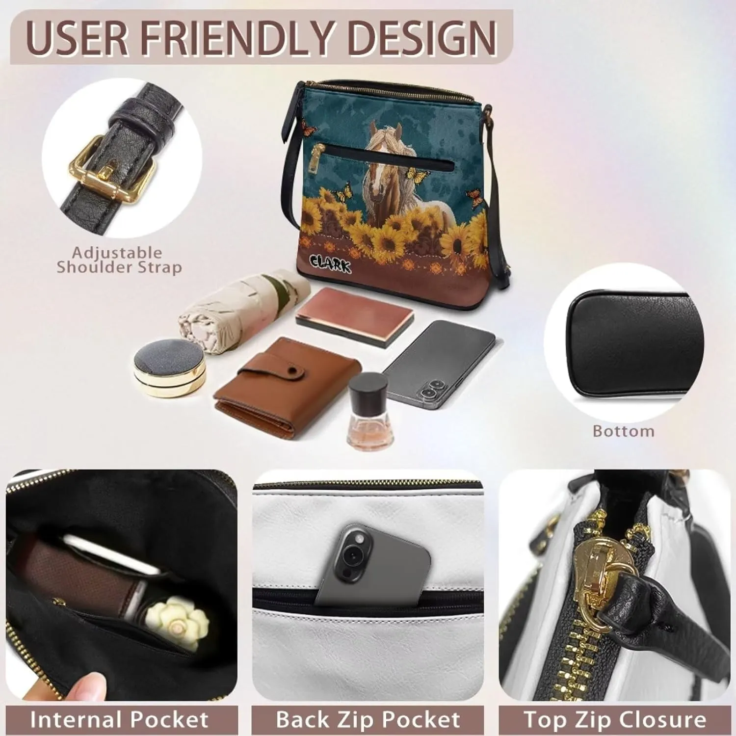 Customized Crossbody Bag for Women Leather Crossbody Purse Handbag Shoulder Bag for Shopping Dating