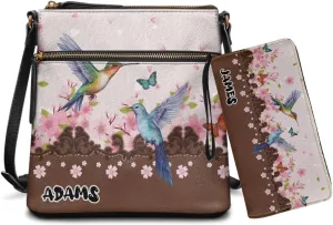 Customized Womens Crossbody Bag with Purse Brown Shoulder Purse and Wallet Set for Shopping Walking
