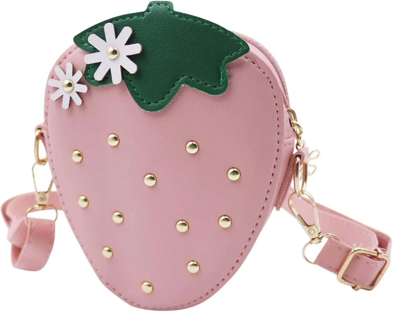 Cute Fruit Strawberry Shaped Crossbody Bag PU Leather Shoulder Purse Handbag with Adjustable Strap for Kids Girls
