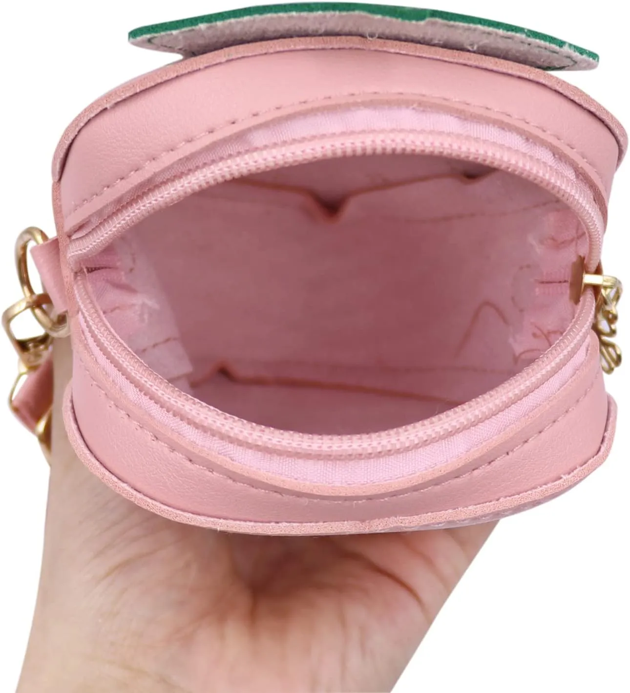 Cute Fruit Strawberry Shaped Crossbody Bag PU Leather Shoulder Purse Handbag with Adjustable Strap for Kids Girls
